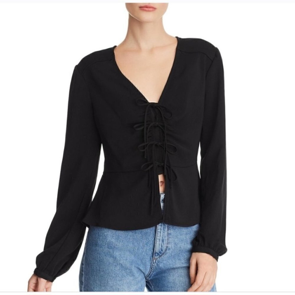 NWT WAYF Tie Front Douglas Blouse‎ S